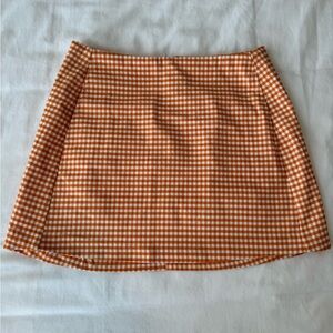 Urban Outfitters Orange/White Checkered Mini Skirt | Size XS